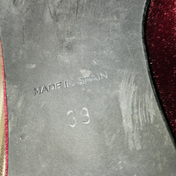 BluBlonc burgundy red velvet flats with glittering star, made in Spain, sz 8.5 - Picture 5 of 11